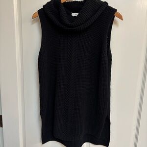 Two by Vince Camuto Black Cowl Neck Sleeveless Sweater size M